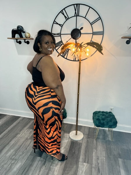 Zebra High Waist Split Back Skirt